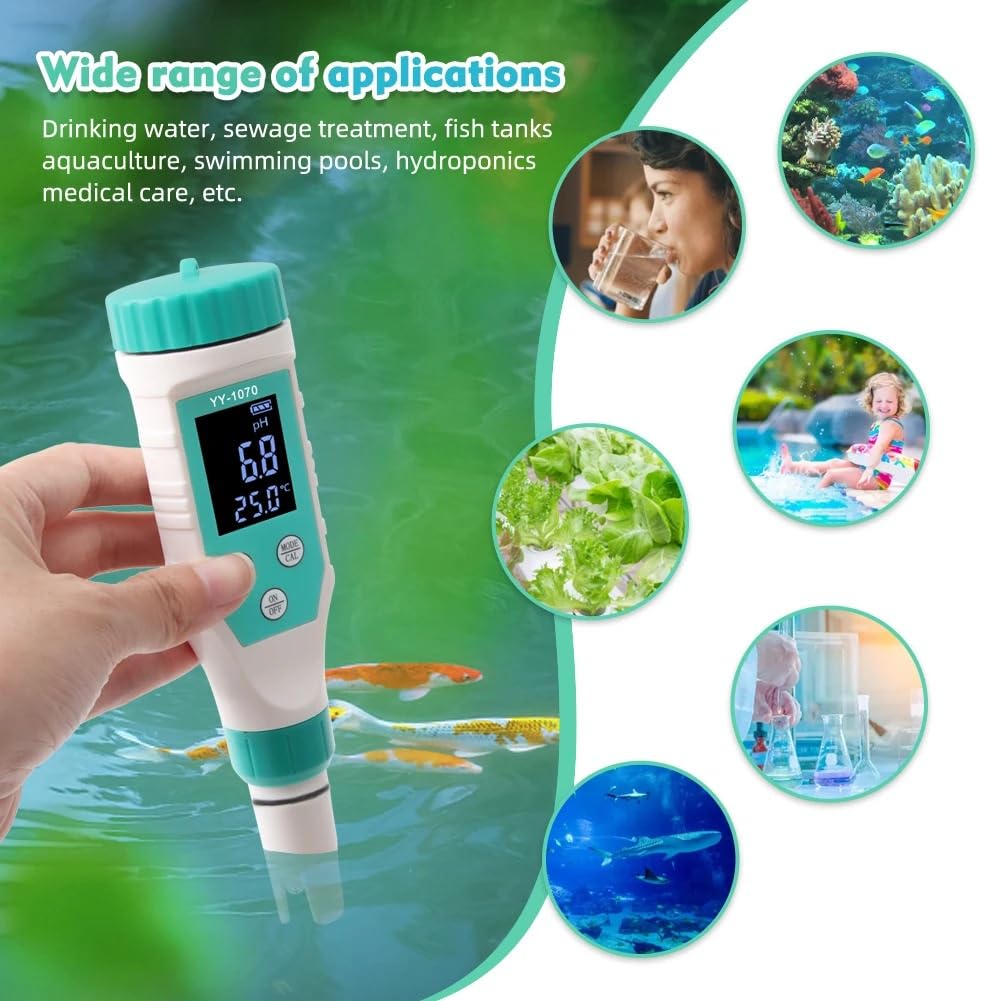 Misuratore di cloro digitale Tester PH 7 in 1 SALT/ORP/TDS/EC/TEMP Analizzatore della qualità dell'acqua CL