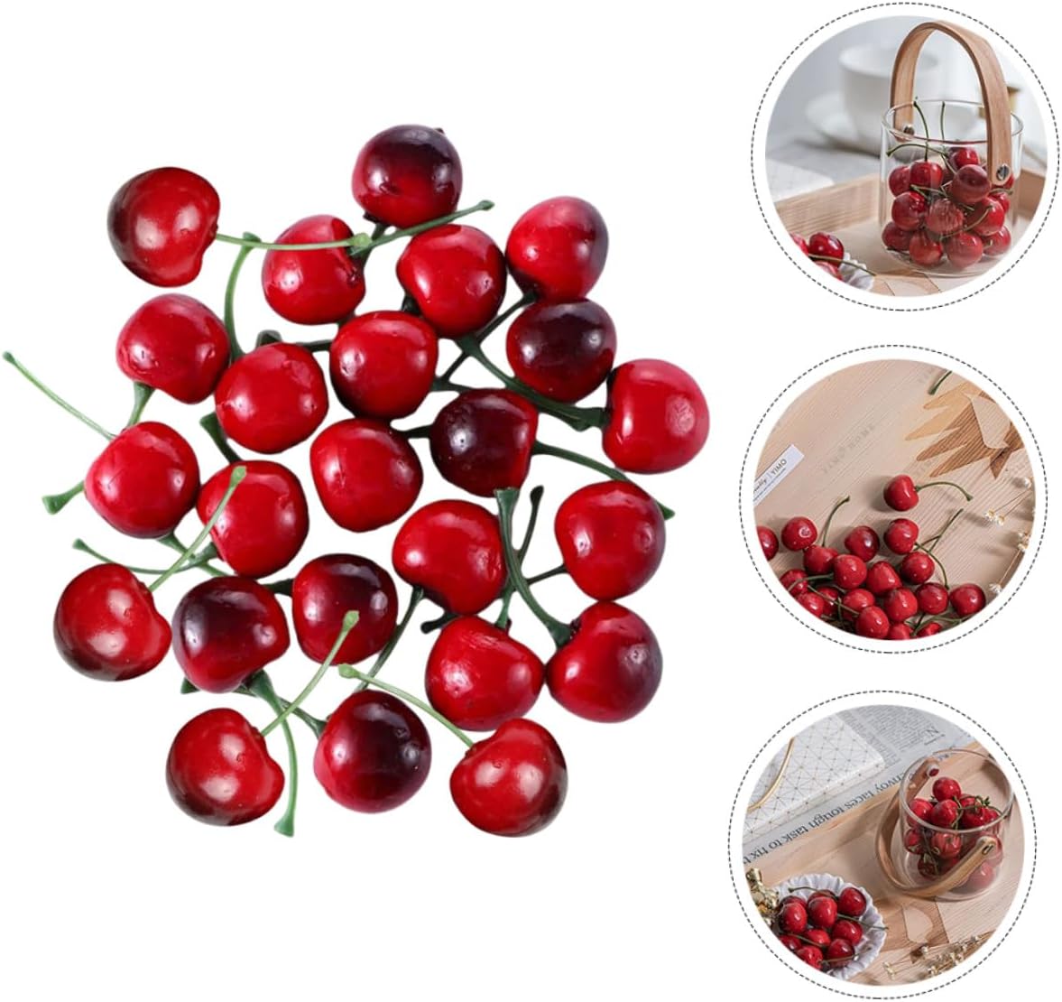 Levemolo 40pcs Artificial Cherry Fruit Model Lifelike Simulation Foam Fake Fruit for Home Kitchen Party Photography Decoration