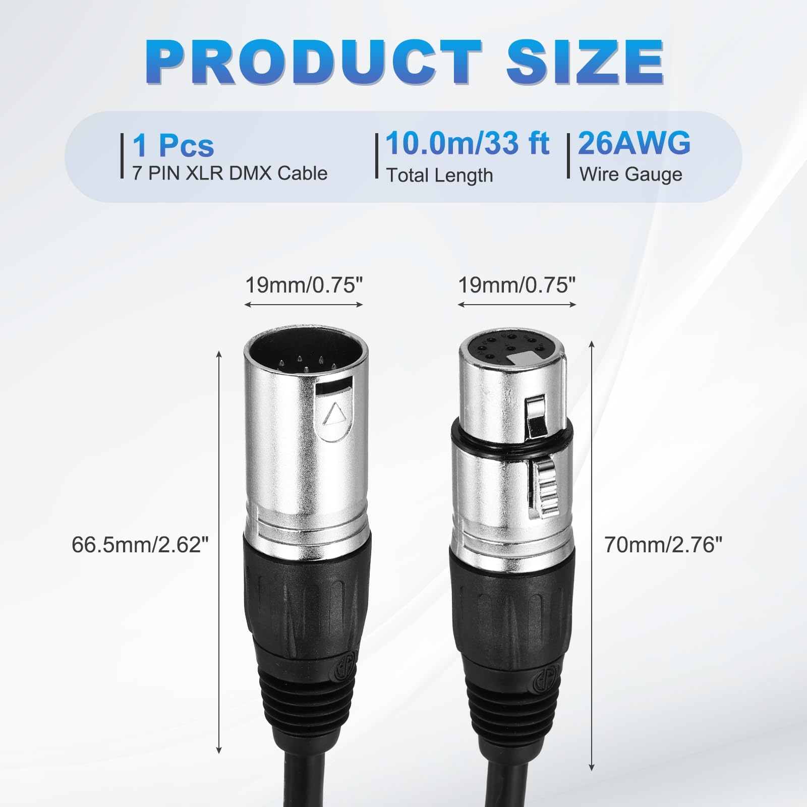 sourcing map Cavo XLR a 7 pin da 10,1 m XLR maschio a femmina, cavo adattatore per microfono per Stage Studio