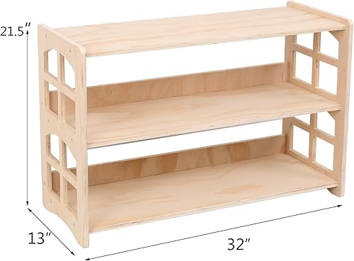 Miniatura 3 de Montessori Estantería de juguetes para niños, organizador de almacenamiento para juguetes, estantes de libros para habitación de niños, resistente y