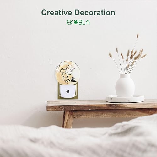 Miniatura 3 de EKOBLA Luz nocturna de Feliz Navidad, Papá Noel y reno en cielo azul, luz nocturna enchufable, sensor inteligente del atardecer al amanecer, regalos