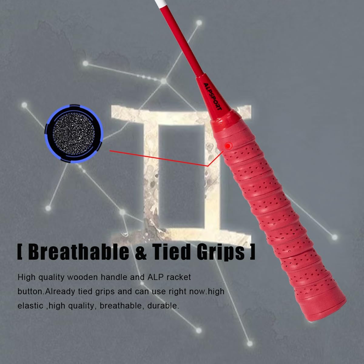 Gemini 4U G5 Graphite Badminton Rackets Sets of 2, Composite Carbon Fiber Racquets with 1 PVC Bag, 2 Tied Grips Tapes, Padel Raket for Sports Training