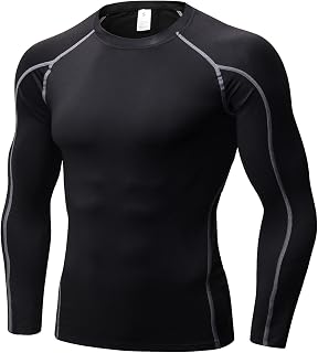 eiuEQIU Winter Tracksuit Men's Compression Shirt Functional Shirt Long Sleeve Fitness Shirt Men Quick-Drying Sports Shirt Breathable Running Shirt for Running Jogging Sports Gym