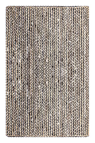 Tapis de sol en jute résistant et multifonction beige noir - 4