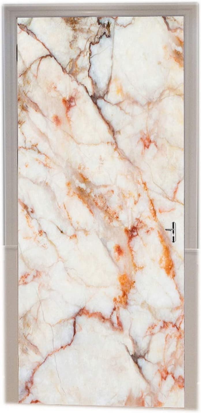 3D Marmor Türaufkleber 95x215cm - Selbstklebende Fototapete Schwarz-Weiß