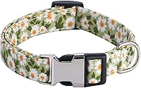 Vista 6 de Collares para perras hembras, diseño de rosa, girasol, margarita y leopardo en tamaño pequeño, mediano, grande para perras hembras, verde margarita
