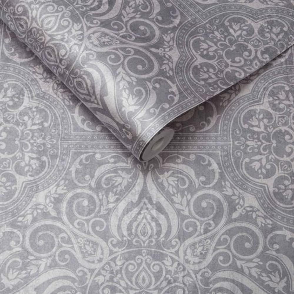 Graham & Brown Souk Tile Geometric Wallpaper Paste The Wall Wallpaper (Pewter)