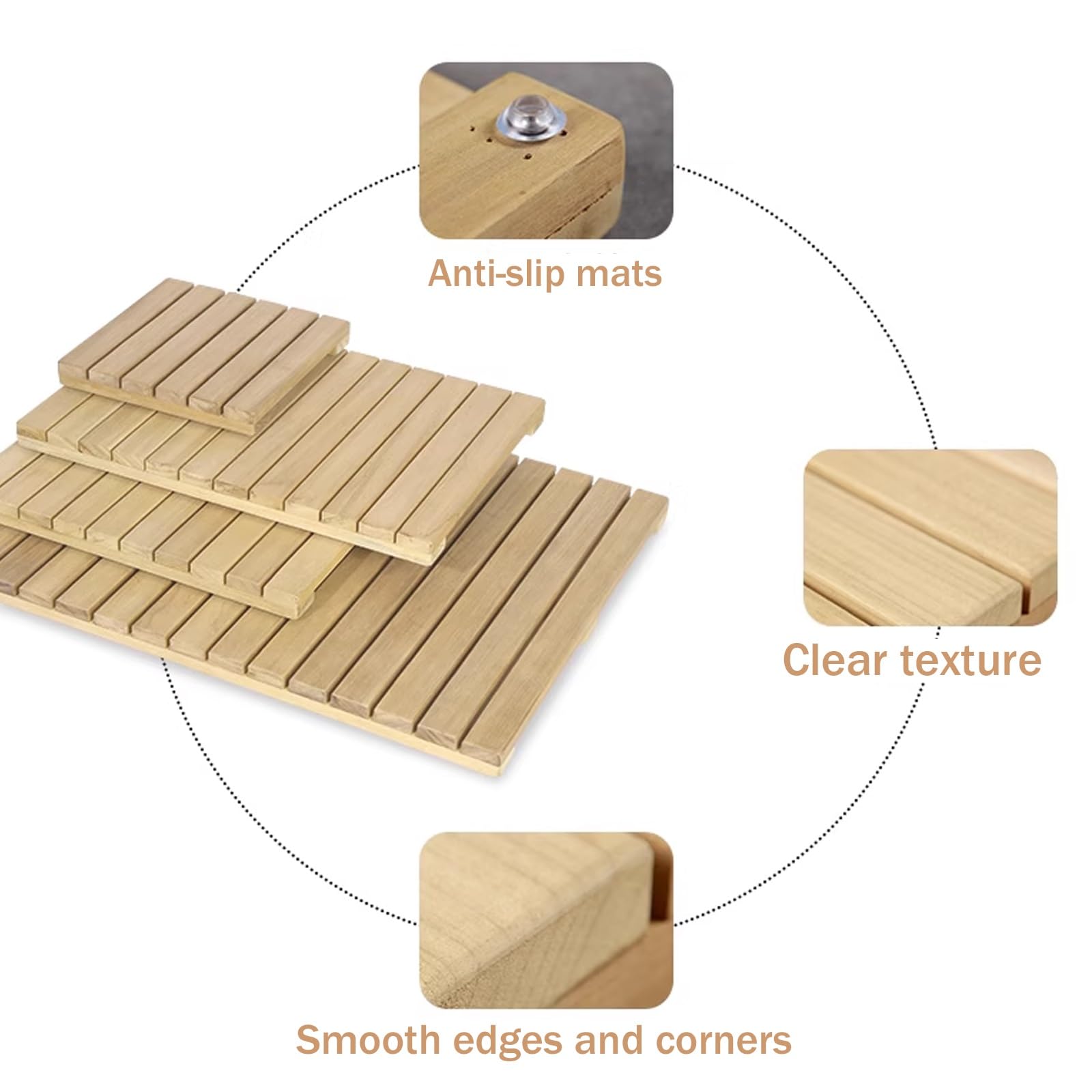 QWEASDF Pedana Doccia Antiscivolo,Pedana Doccia Legno,pedana Legno Doccia,Tappetino Doccia in bambù,pedana Doccia Esterna Giardino,Tappetino da Bagno Multiuso,Personalizzabile(W60xL100cm/W24xL39in)
