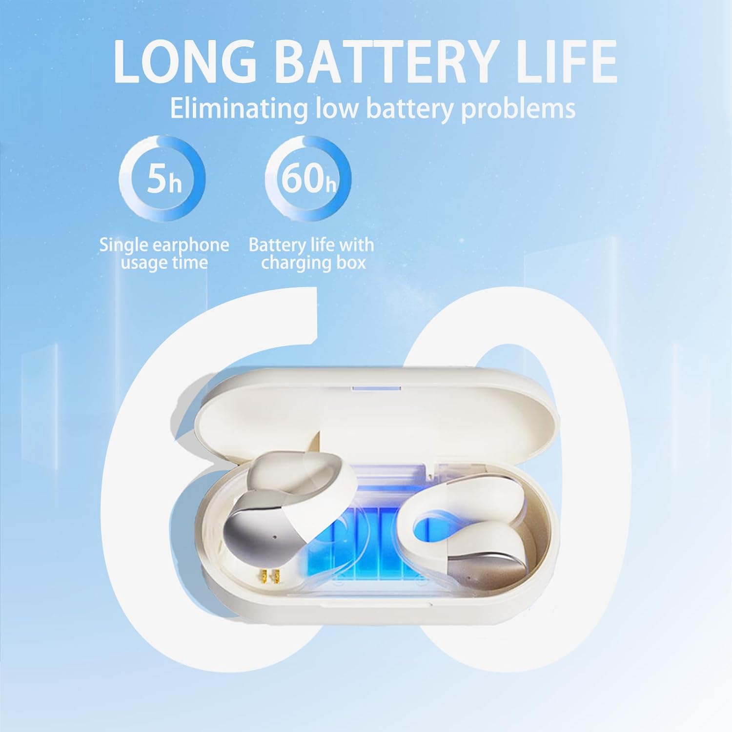 Ultra Open Ear Earbuds,Comfort Clip on Earbuds,Open Ear Headphones,Open Earbuds,Clip on Headphones,Noise Reduction & Touch Control Wireless Headphones,Open Ear Bluetooth Headphones White