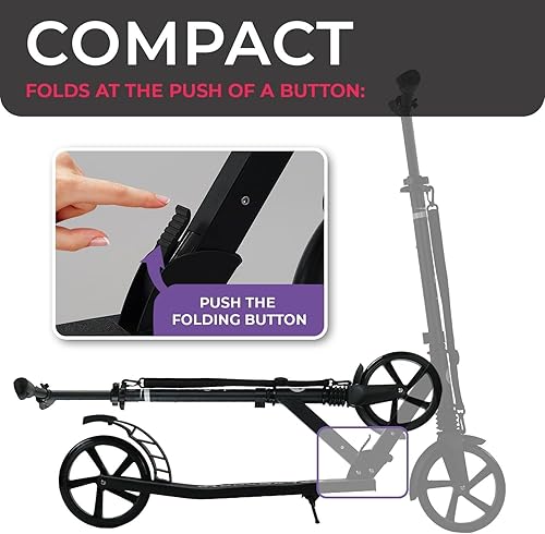 Miniatura 4 de LaScoota - Scooter profesional para mayores de 6 años, adolescentes y adultos, con ruedas ligeras, grandes y resistentes Un scooter plegable para