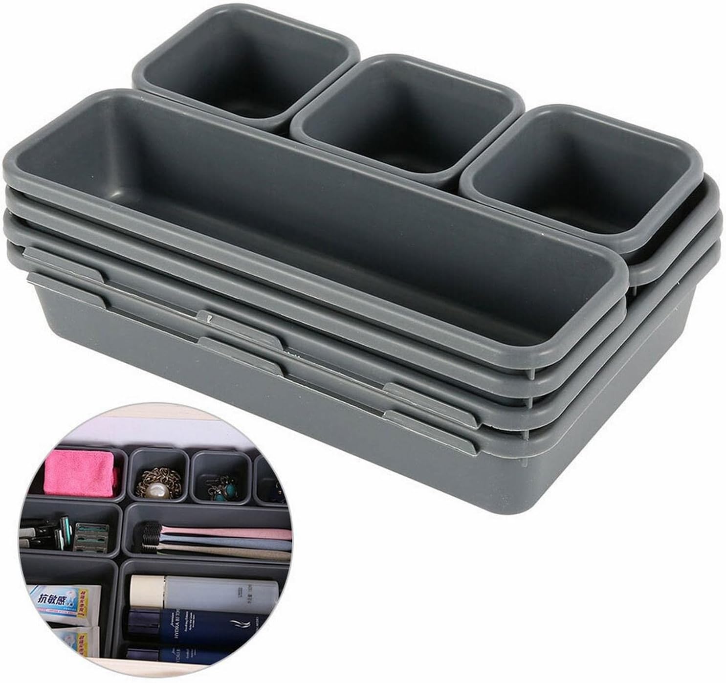 Storage Boxes Storage Organizer Box Home Drawer Interlocking Narrow Drawer for Bathroom Kitchen Closet Jewelry Makeup Desk Box