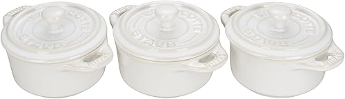 Miniatura 4 de Staub Cerámica 3-pc Mini Round Cocotte Set con Soporte - Cereza