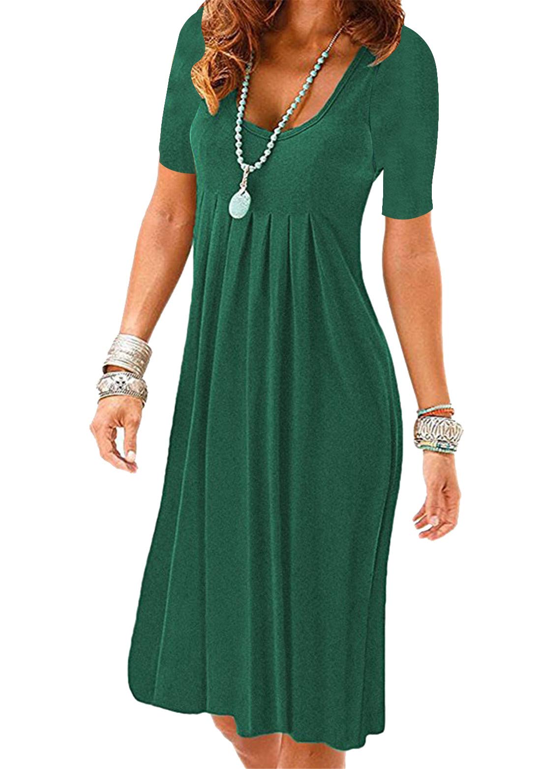 Beach Vacation Loose Dress Cap Sleeve A-line Dress OMZIN Women's - V Neck Flare Swing Summer Dress Vintage Cocktail Dress Empire Waist Floral Dress
