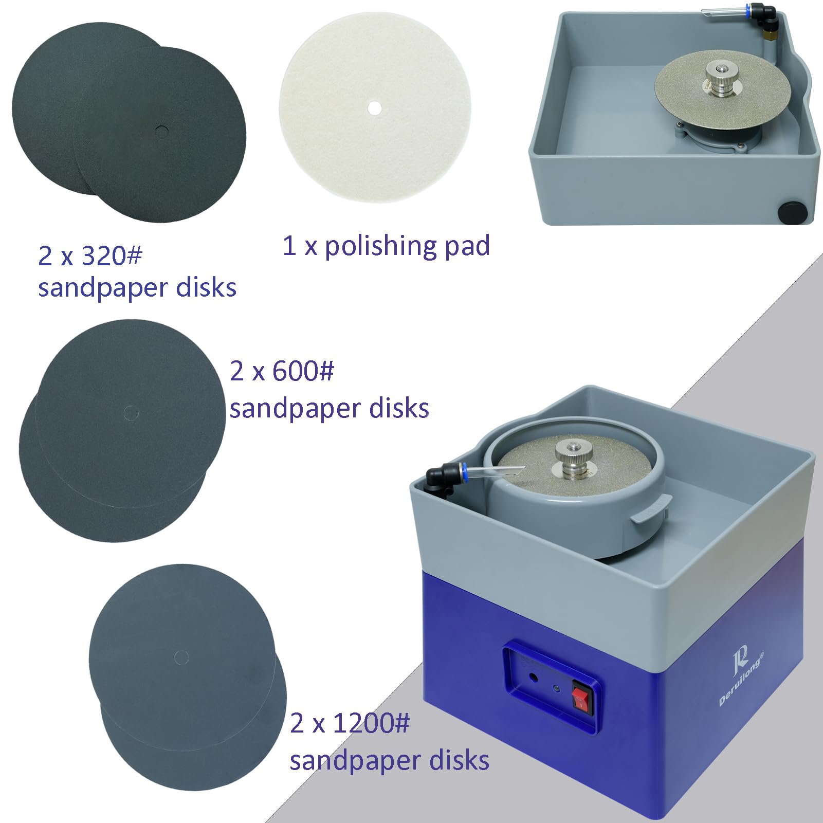 Deruilong 4-inch Diamond Polishing Pads Set, 8 Pieces, 320-600-1200 Grit, for Glass Crystal Jasper Granite Stone - Image 3