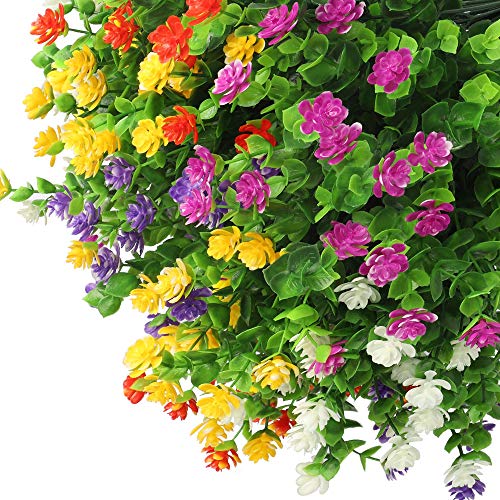 Elechood 10 Bundles Artificial Flowers, Outdoor Gypsophila Baby's Breath Fake Flowers, Uv Resistant Faux Plastic Greenery Shrubs Hanging Plants For Home Wedding Garden Porch Window Box Decoration #TOP7