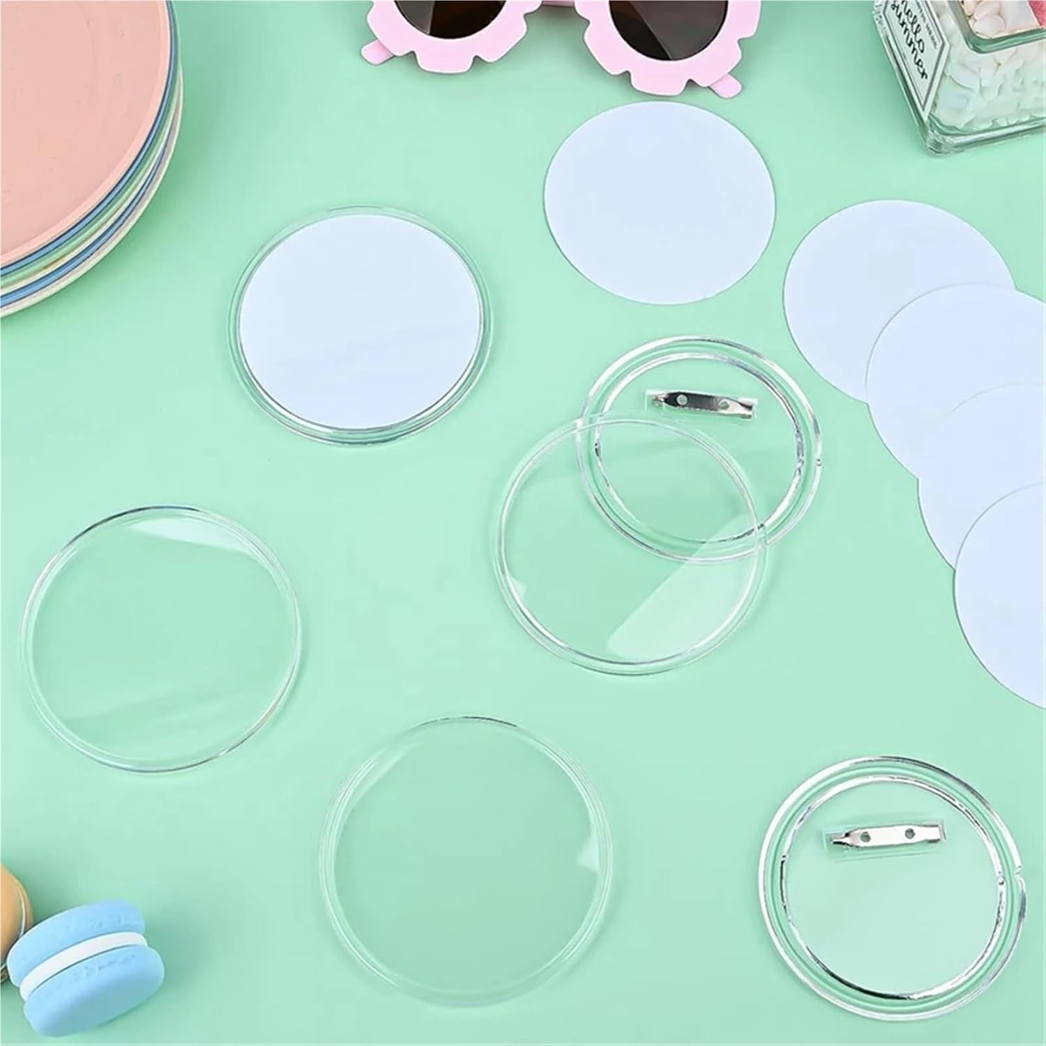 Button Pins 50PCS Button Maker DIY Button Pins, Acrylic Design Button Badge Clear Button Pin Badges