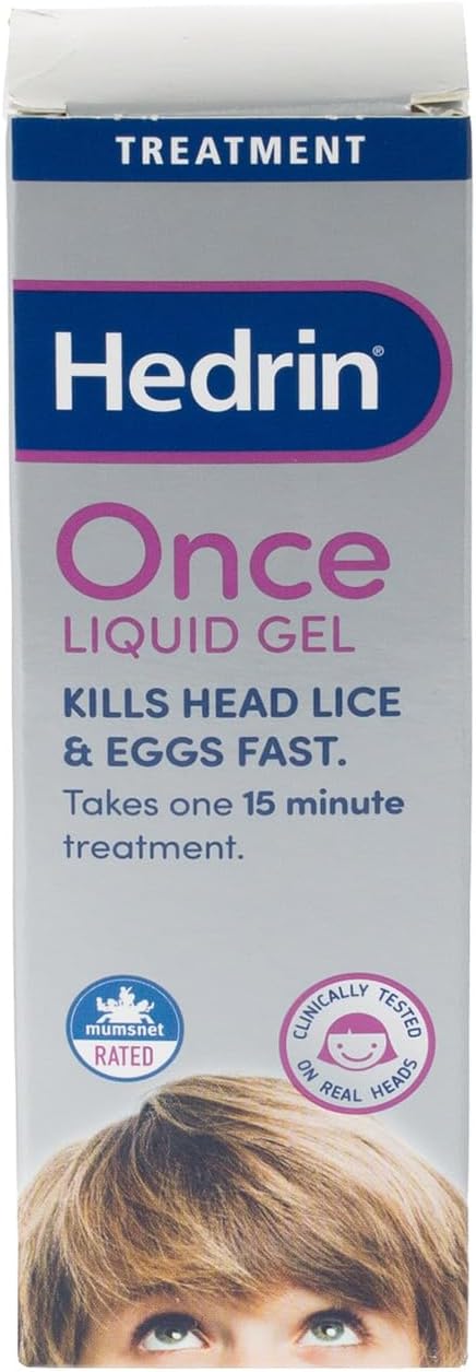 Hedrin Kills Headlice Liquid Gel, Fast and Effective Lice and Nit Treatment, Kills Head Lice and Eggs, 4 Treatments, Clinically Tested, Suitable for Adults and Children, 100ml
