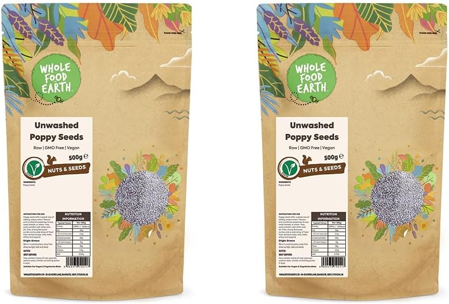 Wholefood Earth - Unwashed Poppy Seeds, 500 g (Pack of 2)