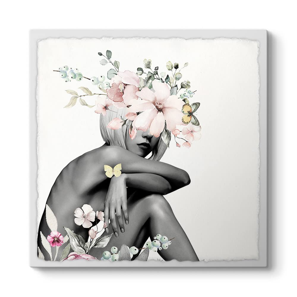 Çiçek Taçlı Nü Kadın Tablosu 80 x 80