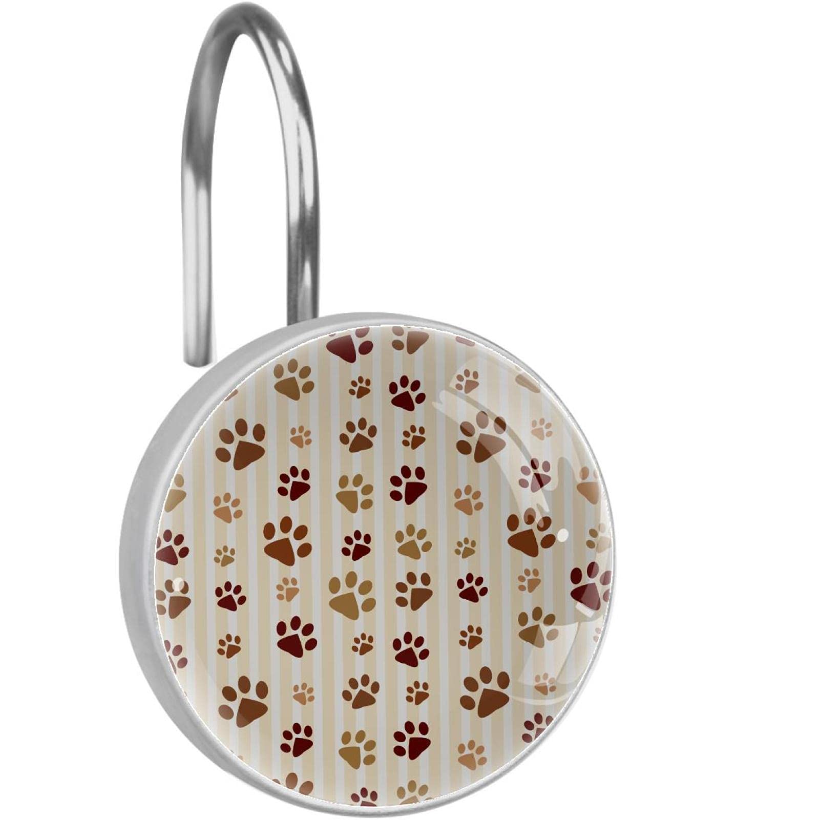 Lot de 12 crochets pour rideau de douche avec motif pattes de chien ou de chat - Antirouille - Pour salle de bain