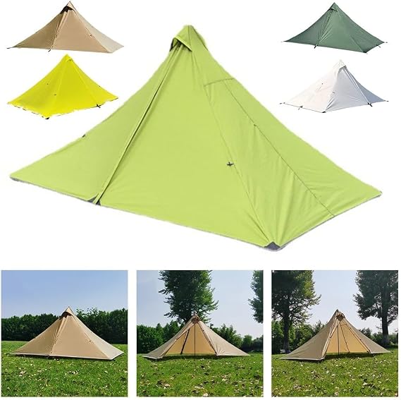 Ultralight Pyramid Tent for 1-2 Person for Camp ing, No Poles Needed Uses Trekking s, 210T Tear-Resistant & PU3000 Waterproof, Portable Single Layer Shelter for Hiking