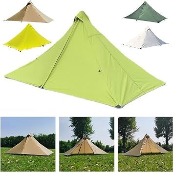 Ultralight Pyramid Tent for 1-2 Person for Camp ing, No Poles Needed Uses Trekking s, 210T Tear-Resistant & PU3000 Waterproof, Portable Single Layer Shelter for Hiking