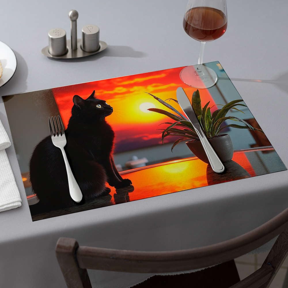 Set de table chat noir idéal pour vos repas de famille et déjeuners