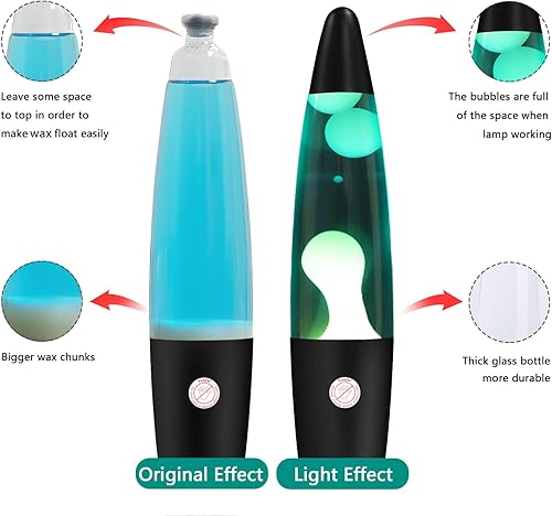 Miniatura 5 de Vanful Lámpara de lava con bombilla para adultos, lámparas de lava de 13 pulgadas con cera blanca en agua azul para niños, lámpara de lava de