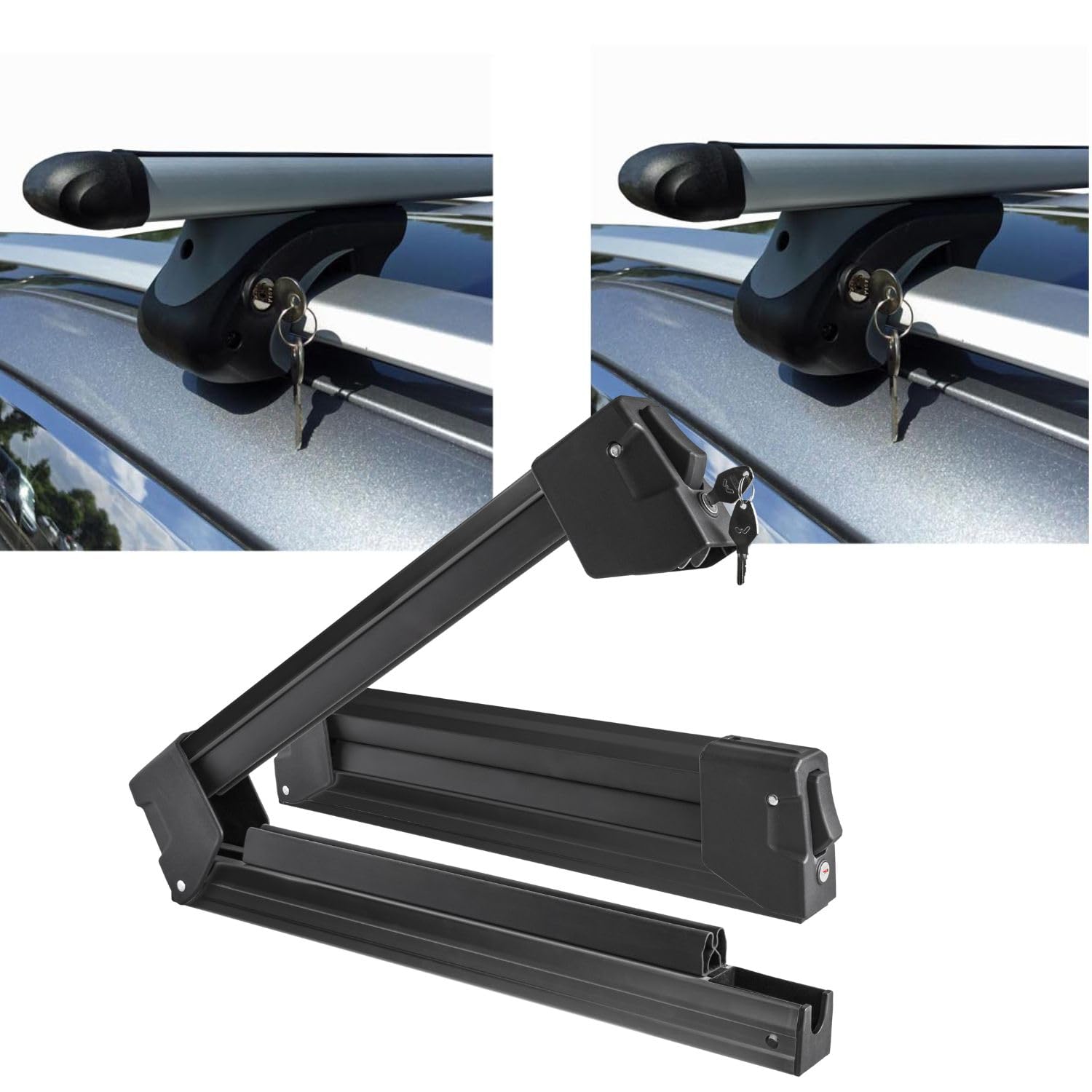 VDP Bauletto Portatutto 320L Effetto Carbonio Con Barre In Alluminio Per Suzuki Jimny FJ (dal 98) – Kit Completo Con Chiusura Di Sicurezza