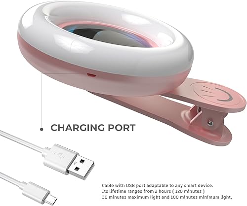 Miniatura 8 de Lente macro para teléfono inteligente iPhoneAndroid, zoom de 15x con anillo de luz LED integrado, efecto ajustable para fotografía de teléfono, clip