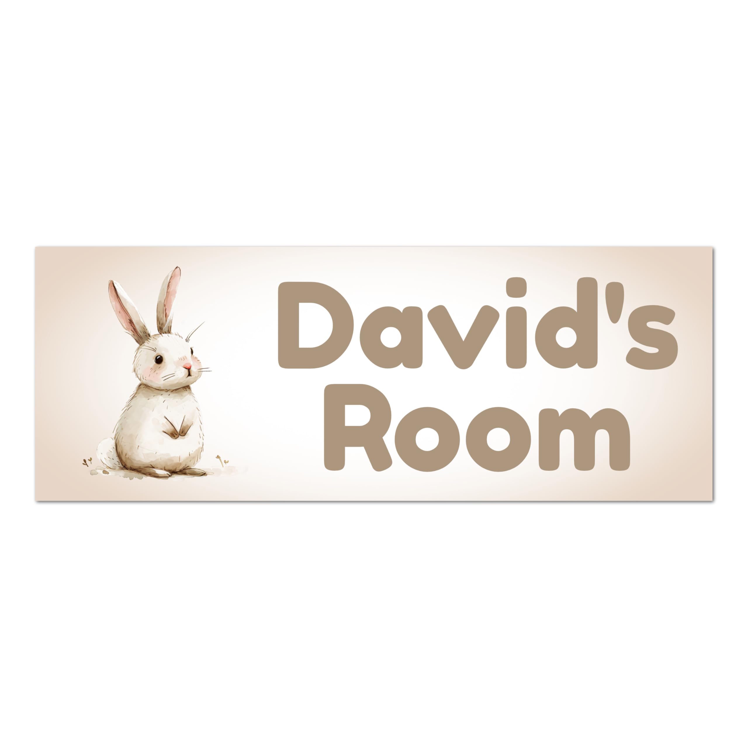 Personalised Any Name Cute Rabbit METAL Kids Bedroom Door Sign - Plaque for Nursery, Boys & Girls Bedroom, Play House. Custom Made