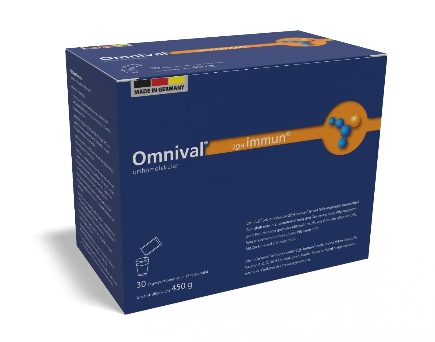 Immun Granulat - Vitamin Komplex für das Immunsystem | Orthomolekulares Nahrungsergänzungsmittel, Vitamine für Frauen & Männer, Mikronährstoffe Immunkur, mit Magnesium (30 Tage)