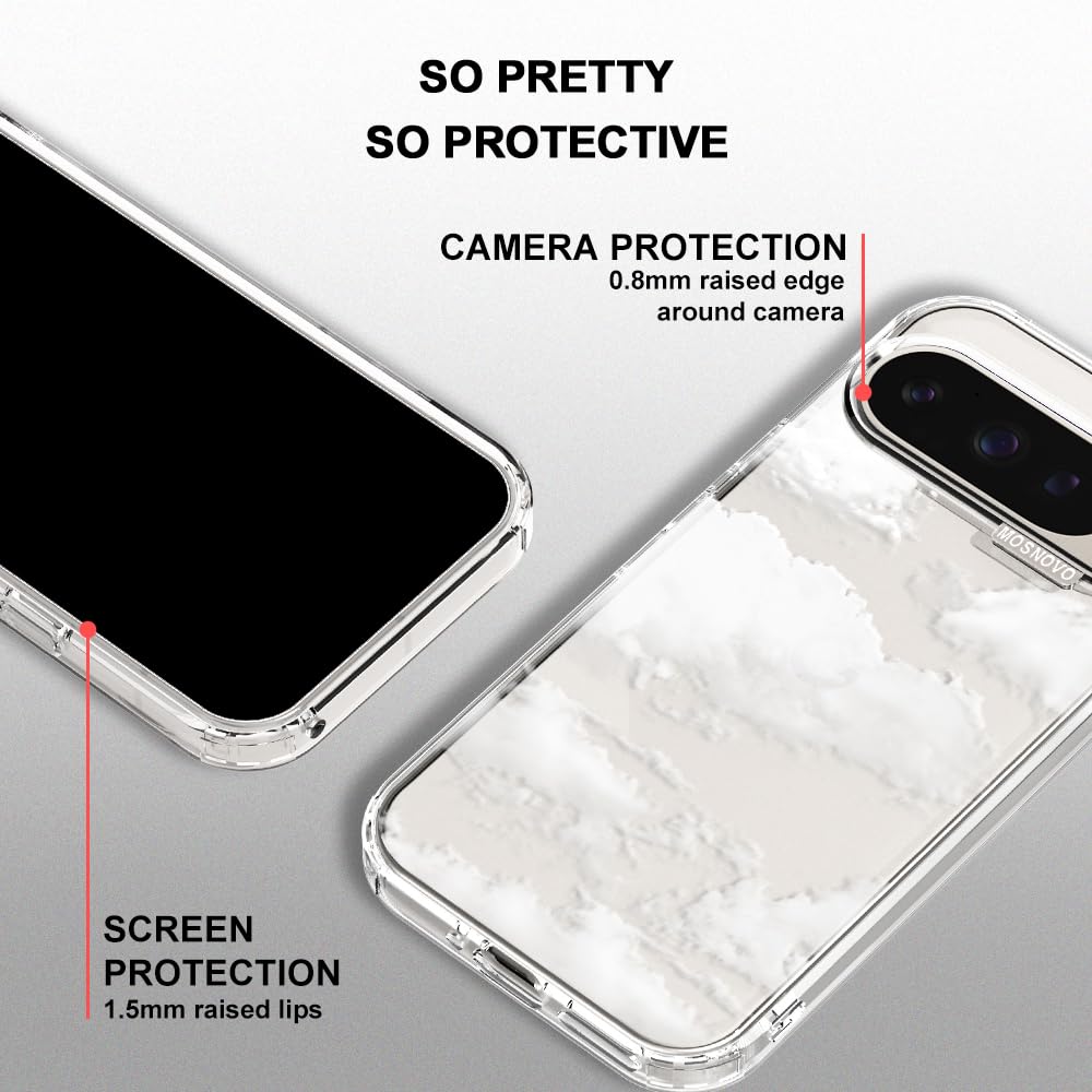 MOSNOVO Case for Google Pixel 10 & Pixel 10 Pro, [Buffertech 6.6ft Military-Grade Drop Protection] [Anti Peel Off Tech] Clear TPU Bumper Phone Case Cover Design - Cute Cherry — view 479