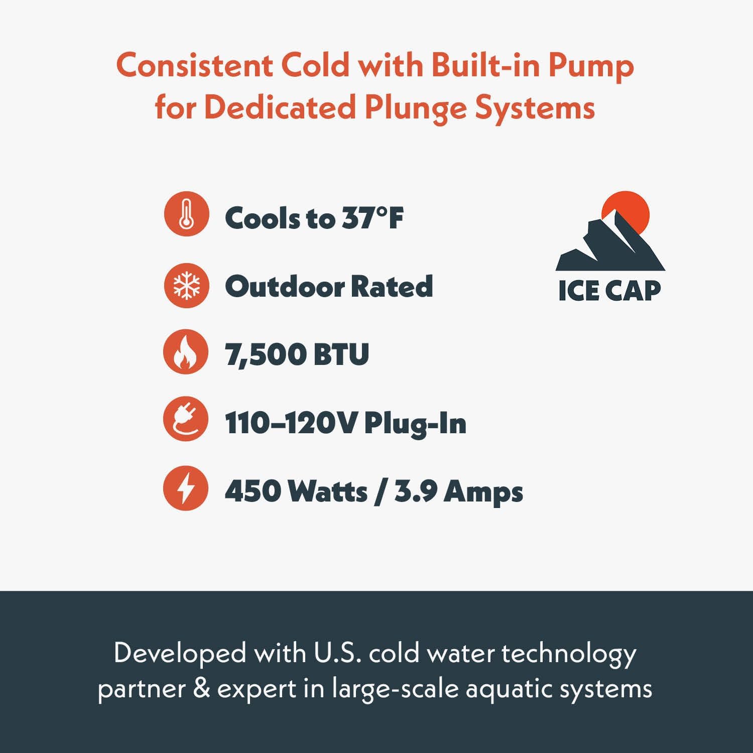 Cold Plunge Ice Cap Alpine Chiller, Water Chiller for Cold Water Therapy with Built-in Pump, Cools to 37°F, Outdoor-Rated - 18" x 18" x 13" - Gray