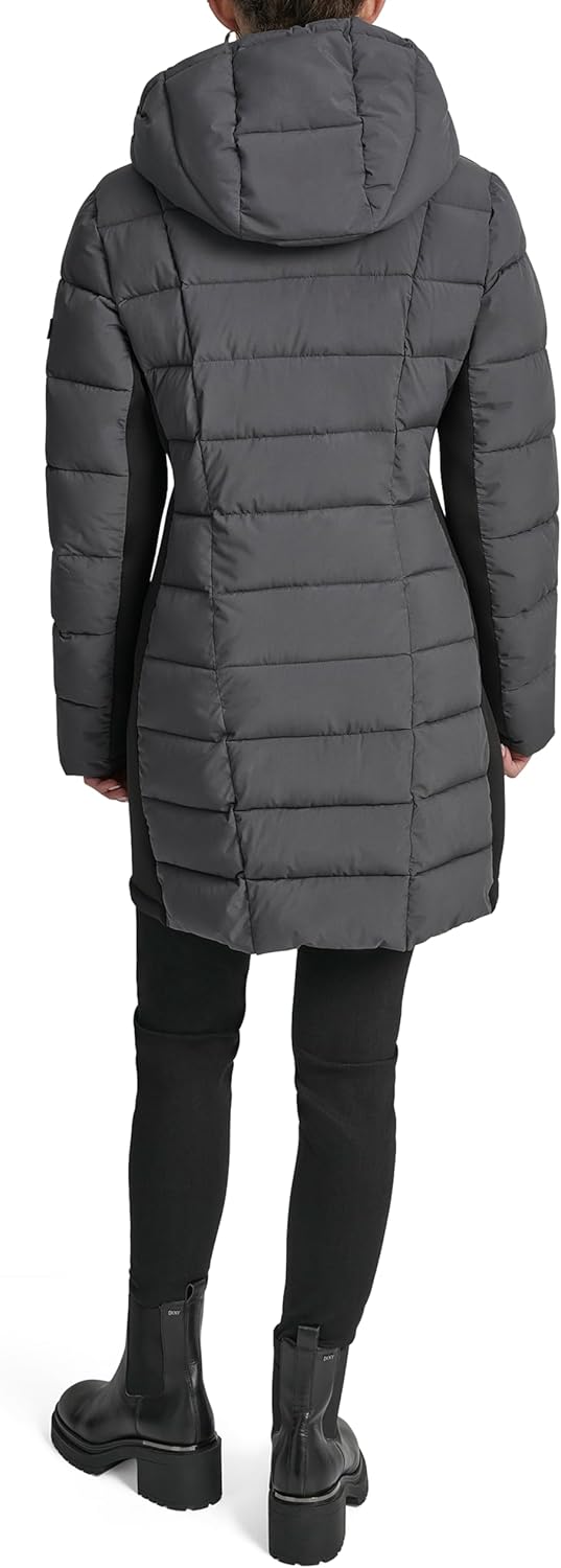 DKNY Women's Lightweight Puffer Jacket With Neoprene Side Panels – Insulated, Sleek Fit Outerwear - Image 2