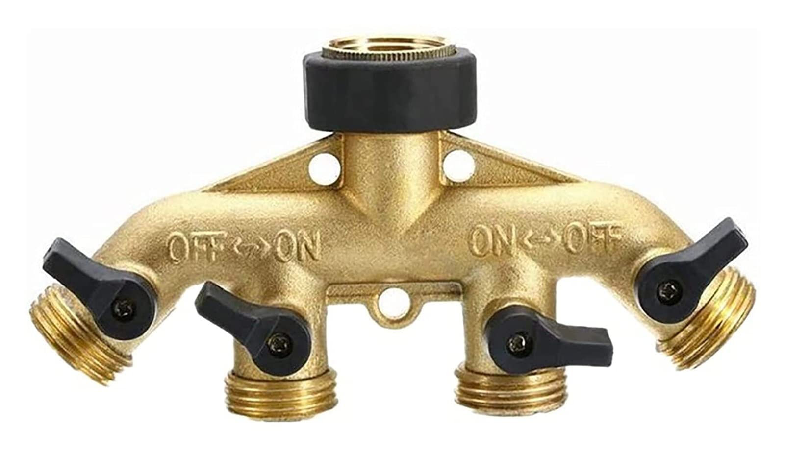Btgpmwld One Color 4 Way Hose Splitter, 4 Way Brass Garden Hose Splitter, Connector, 3/4 Inch Faucet Manifold