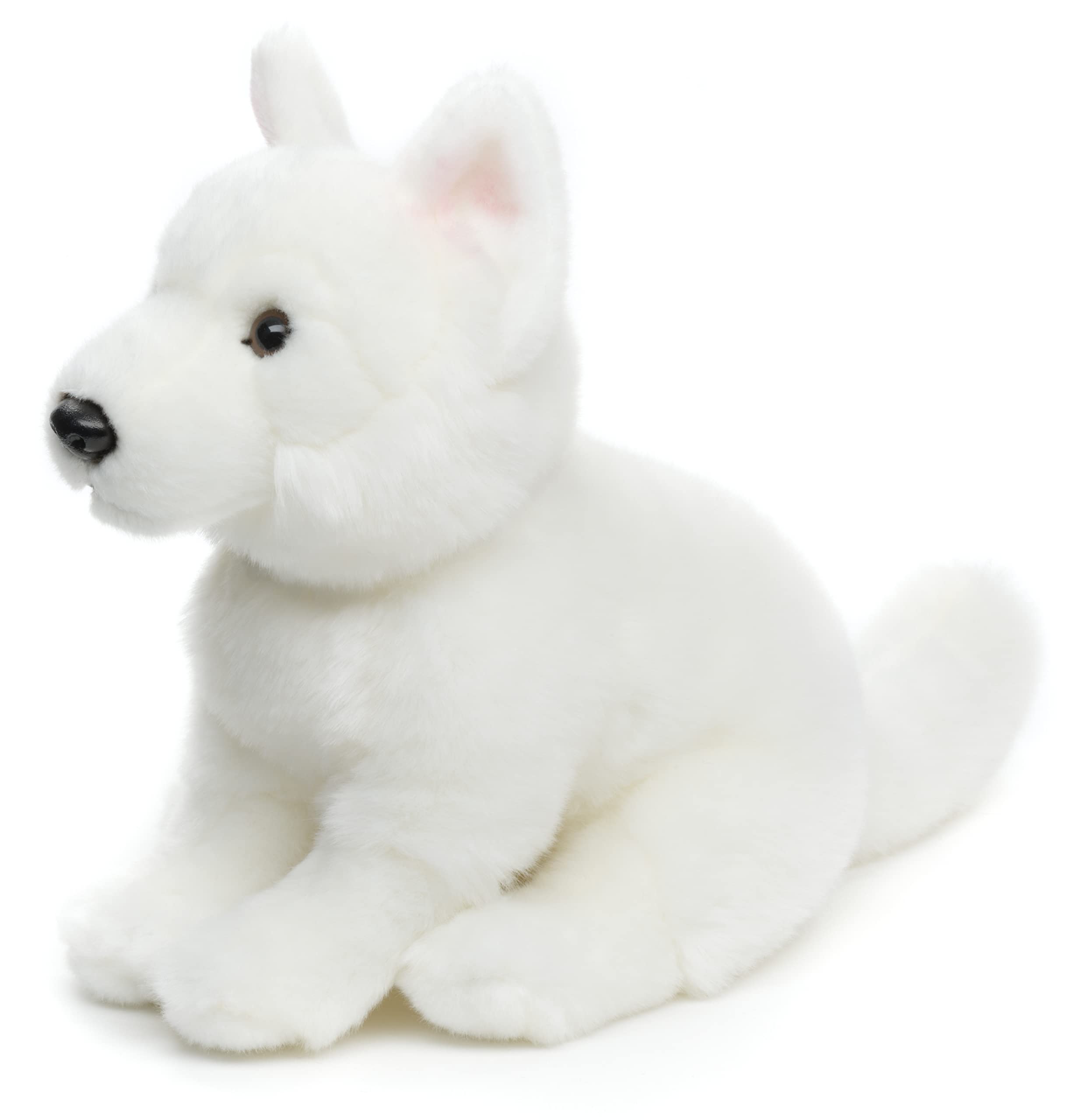 Uni-Toys - White Swiss Shepherd Puppy, Sitting (without Leash) - 26 cm (Height) - Plush Dog Berger Blanc Suisse - Plush Toy, Cuddly Toy