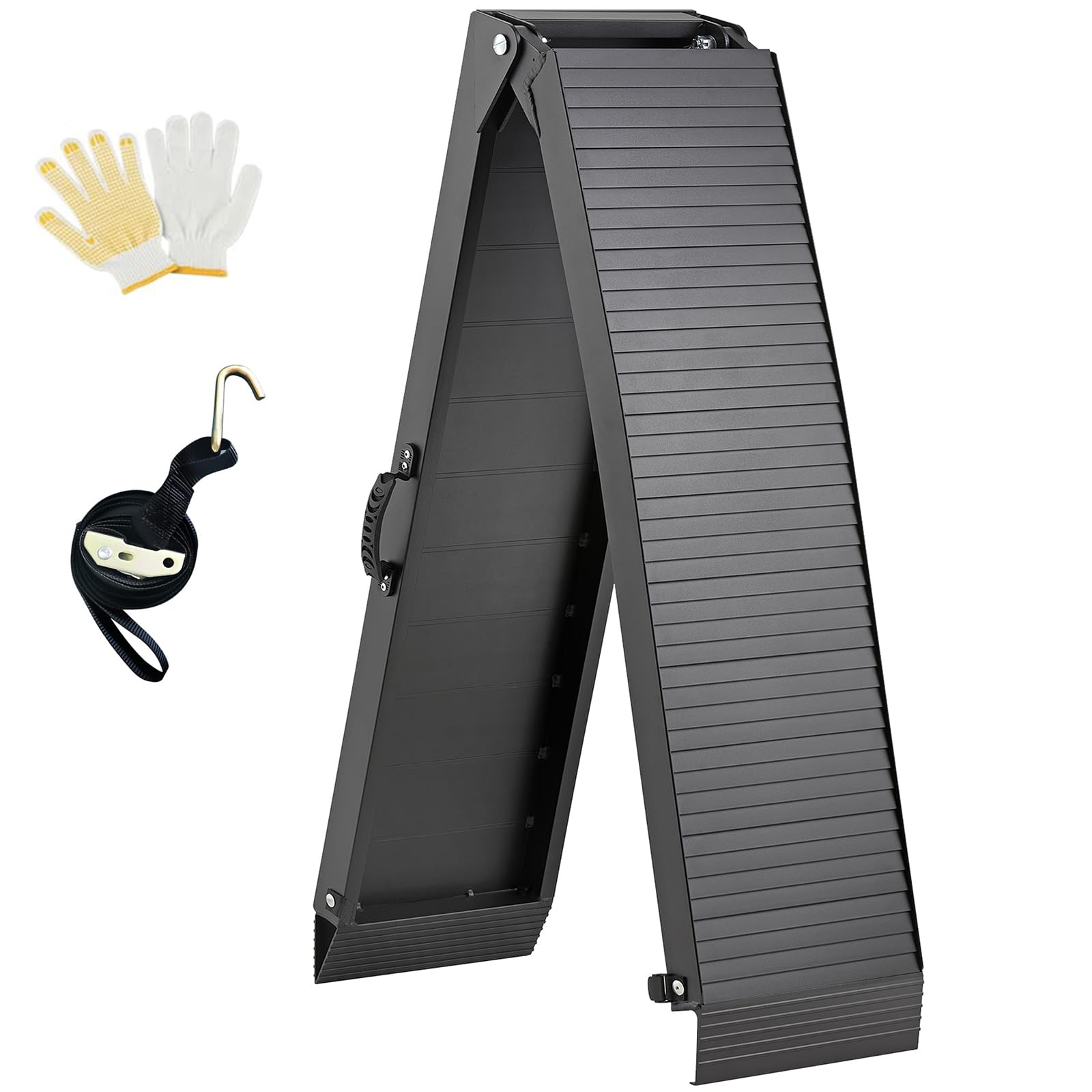 gardhom Aluminum Loading Ramp 203x28cm Folding Motorcycle Ramp 340KG Loading Capacity for ATV UTV Trucks Motorbike, with Rubber Tipped Fingers, 1Pack