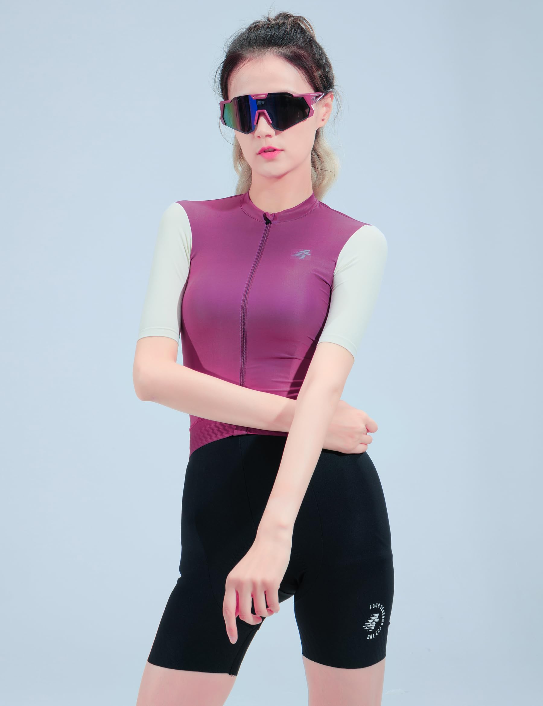 LAMEDA Maillot de Manga Corta Ciclismo Mujer Maillot para Bicicleta de Carretera Protección Solar