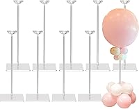 TEKXYZ Clear Acrylic Balloon Stands for Tables - 15.75 Inch Adjustable Height, Set of 10 Reusable Tabletop Centerpieces
