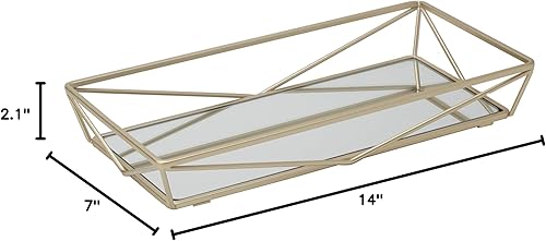 Miniatura 7 de Home Details Bandeja de tocador de diseño geométrico  Espejo  Organizador de cosméticos y joyas  Cómoda  Escritorio  Perfume  Decorativo  Oro