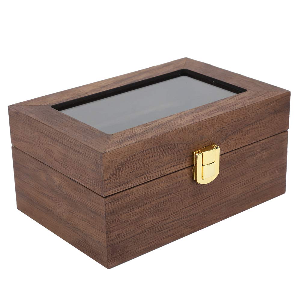 Jelquix Wooden 3 Grid Watch Display Box Elegant Storage Solution for Watch Lovers Black Walnut Color 16.5 X 11 X 8cm