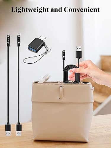 Miniatura 7 de Cable de carga para reloj inteligente AKUMAKA G62, cable magnético USB A de carga rápida con adaptador USB C (2 cables + 1 adaptador)