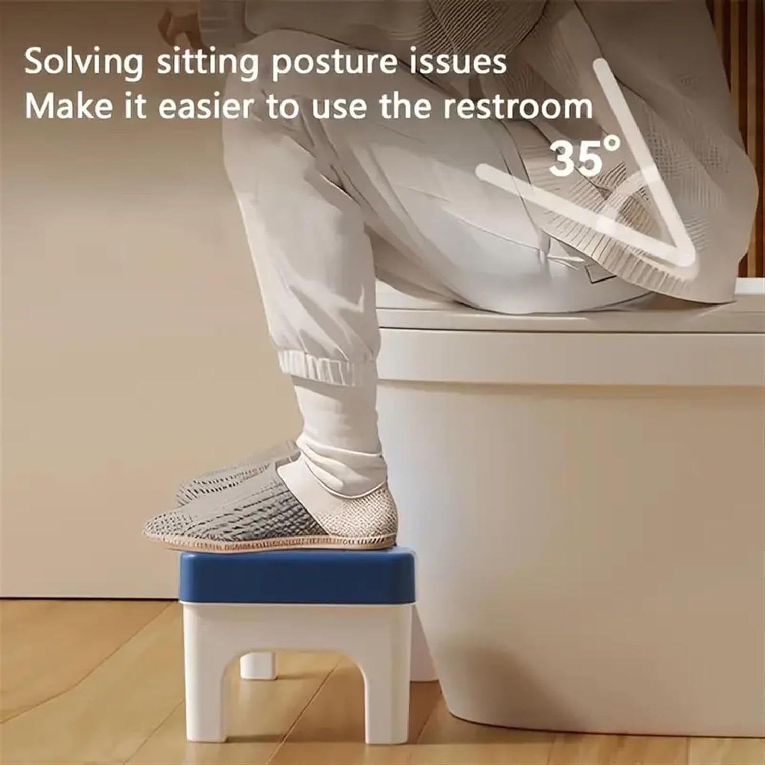 Toilet Stool Durable Plastic Footrest for Comfortable Squatting Standing(Gray)
