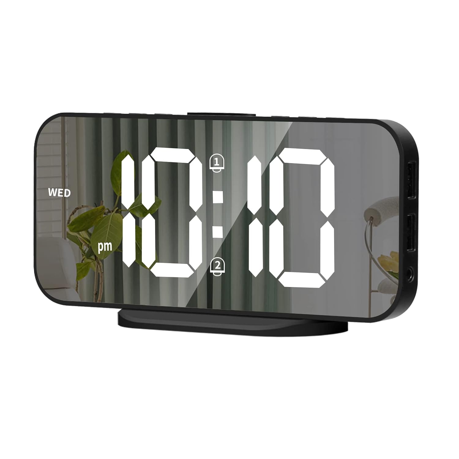 Buy Alanas Digital Alarm Clock with Dual Alarms, Mirror LED Bedroom Clocks with Big Number