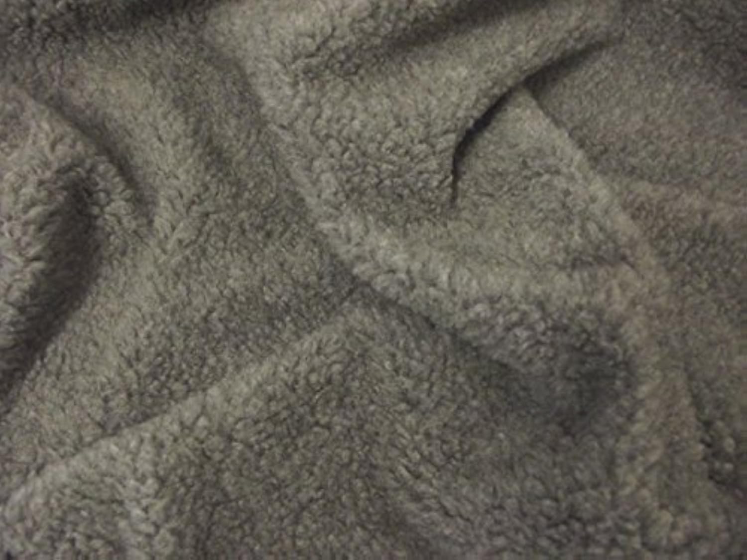 Crs Fur Fabrics Grey Faux Fur Sherpa Fleece Sheepskin Fabric Material Cashmere 1 Mtr 150Cm X 100Cm
