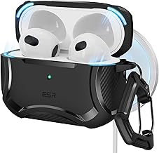 ESR for AirPods 3rd Generation Case, Compatible with AirPods 3rd Gen (2021), Compatible with MagSafe, Powerful Drop Protection, Magnetic Lid, Cyber Series, Black