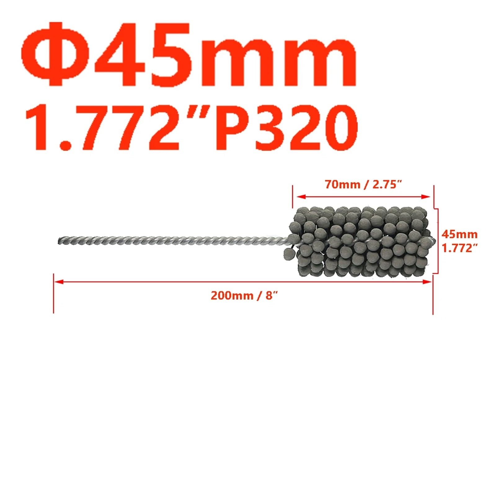 Spazzola for sbavatura a sfera abrasiva Ruota for lucidatura tubi da 6-88 mm for metallo 1 pz(45mm x P320)
