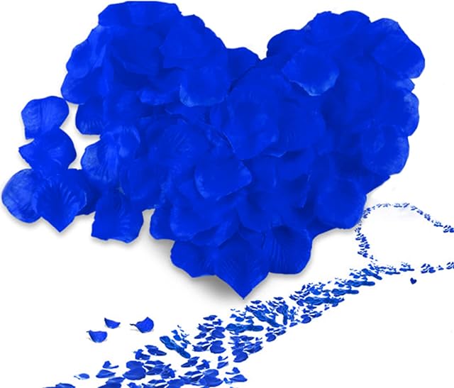 UUEMB 2000pcs Blue Rose Petals Artificial Flowers Petals for Bedroom, No-Taste Emulation Silk Rose Petals for Romantic Scenes Wedding Anniversary, Party Decoration Fake Rose Petals