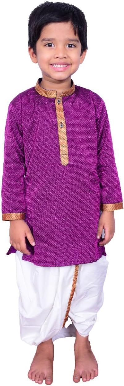 Boys New Indian Traditional Ethnic Wear Reshim Cotton Khan Dhoti Kurta